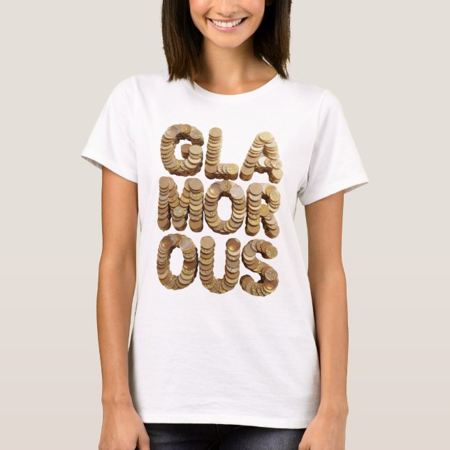 Camiseta Design de Slogan GLAMOUROSO Chic Gold (Frente)