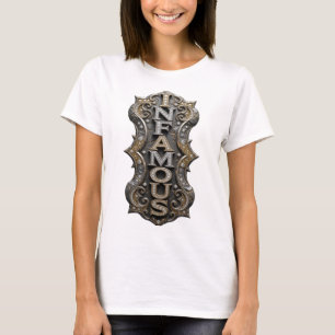 Camiseta Design de slogan INFAMOUS Dourado Nítido