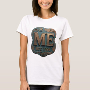Camiseta Design de Slogan ME EST 1996 Dourado Divertido