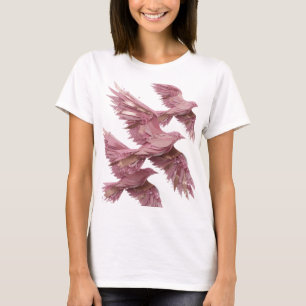 Camiseta Design de slogan Pássaros ROSA Prateados Frescos e