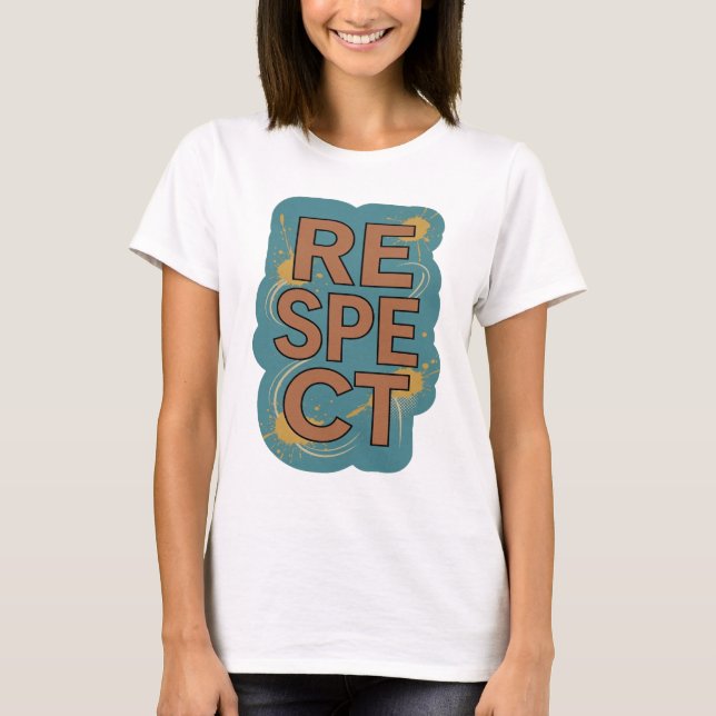 Camiseta Design de slogan RESPEITO Laranja Fresco (Frente)