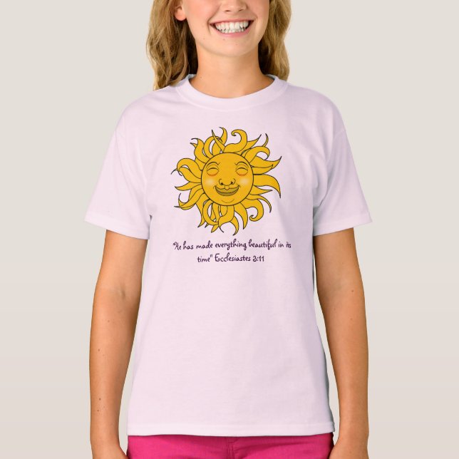 Camiseta Design de sol sorridente com verso bíblia Eclesias (Frente)