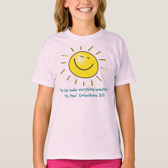 Camiseta Design de sorriso do sol com verso da bíblia de (Frente)