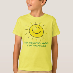 Camiseta Design de sorriso do sol com verso da bíblia de