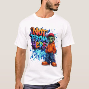 Camiseta Design de streetwear alienígena engraçado não daqu
