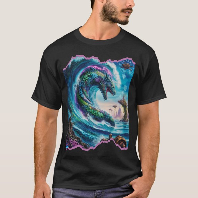 Camiseta Design de subida do Leviatã H2O místico (Frente)