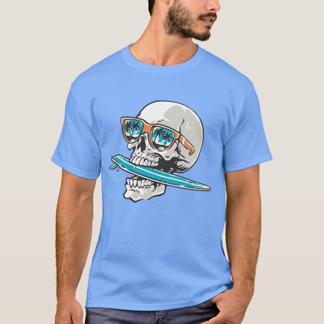Camiseta Design de Surf de Verão Mordida de Prancha de Surf (Frente)