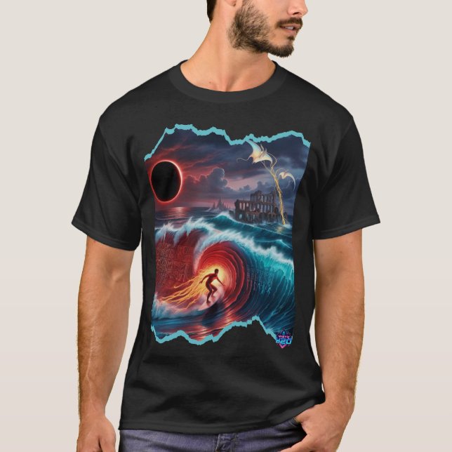 Camiseta Design de Surfer de Tempo H2O Místico (Frente)