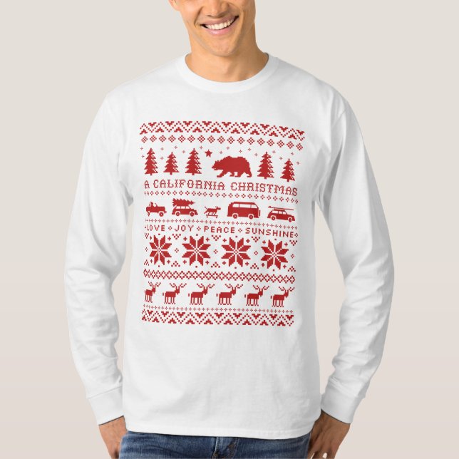 Camiseta Design de Sweet de Natal Feio e Bonito da Califórn (Frente)