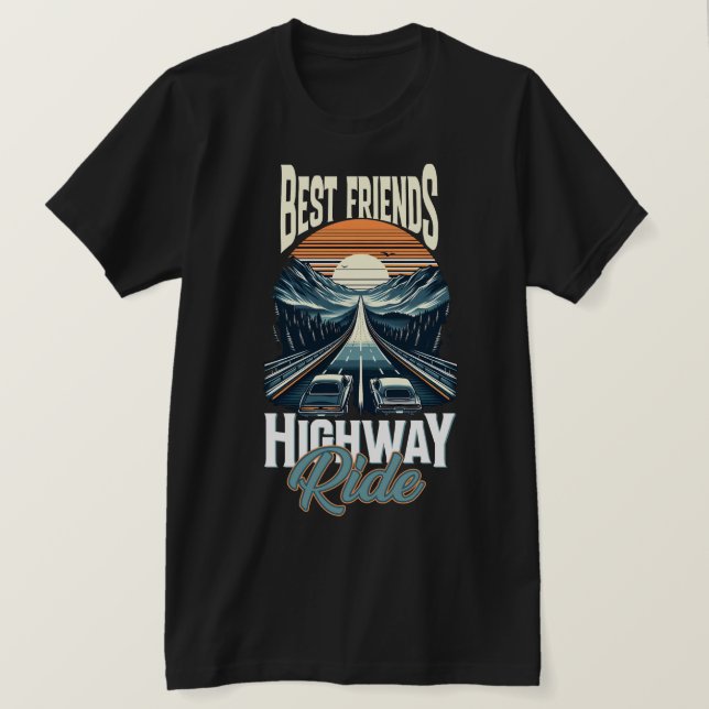 Camiseta Design de T-Shirt da Highway Ride, melhor amigo (Frente do Design)