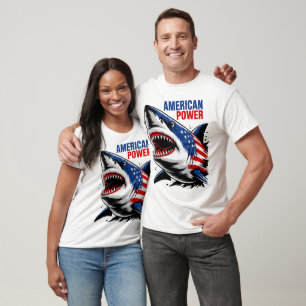 Camiseta Design de T-Shirt do Power Shark Americano