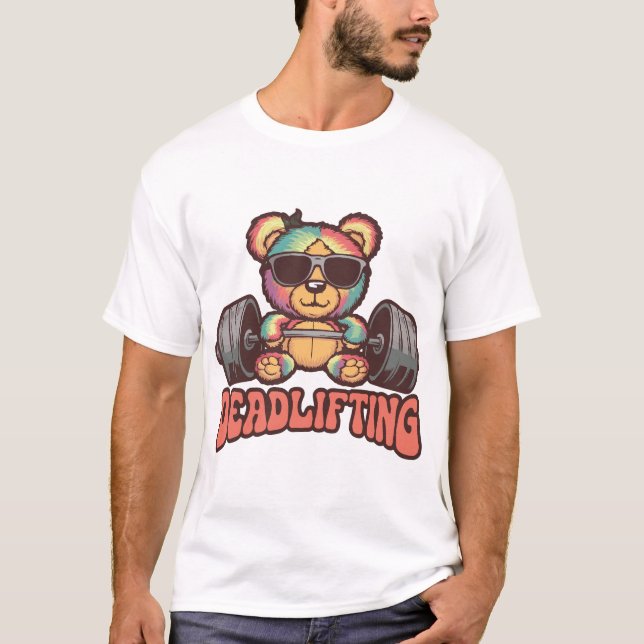 Camiseta Design de T-Shirt do Urso de Levantamento Psicodél (Frente)
