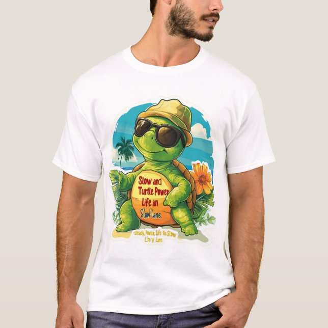 Camiseta Design de T-shirt legal da Tartaruga de Cartoon -  (Frente)