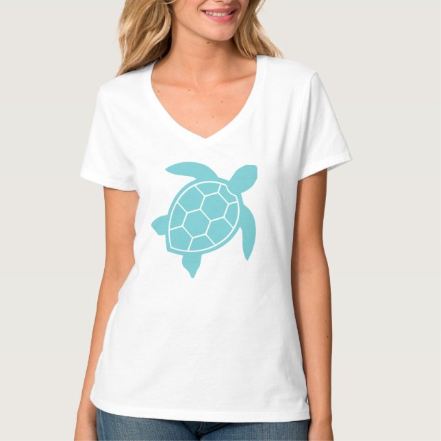 Camiseta Design de Tartaruga-do-mar no oceano Seafoam Verde (Frente)