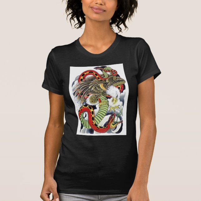 Camiseta Design de tatuagem de águia e Cobra (Frente)