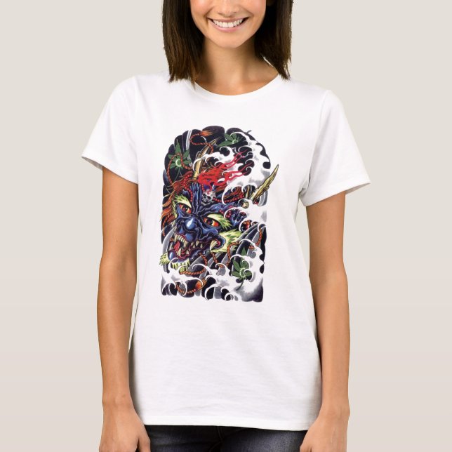 Camiseta Design de tatuagem Oni & Maple (Frente)