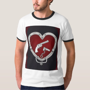 Camiseta Design de Tatuagem Tradicional Americana com Arma 