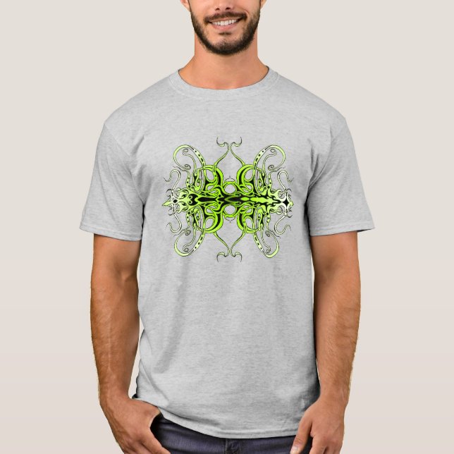 Camiseta Design de Tatuagem Tribal Personalizada Verde (Frente)