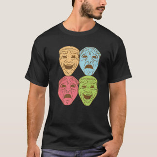 Camiseta Design de Teatro Engraçado Homens Máscaras De Teat