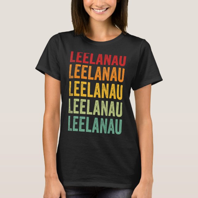 Camiseta Design de texto Arco-Íris do Condado de Leelanau (Frente)