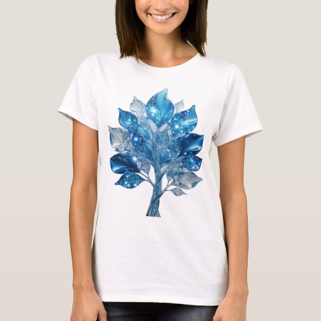 Camiseta Design de texto ÁRVORE DE ÁGUA Prata Limpa (Frente)