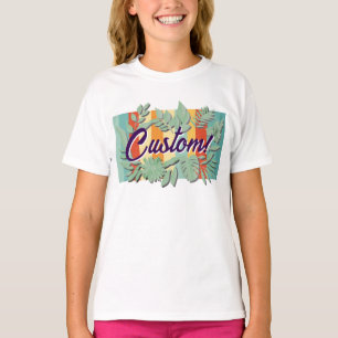 Camiseta Design de texto botânico vibrante colorido