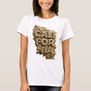 Camiseta Design de texto CALIFÓRNIA em ouro icônico
