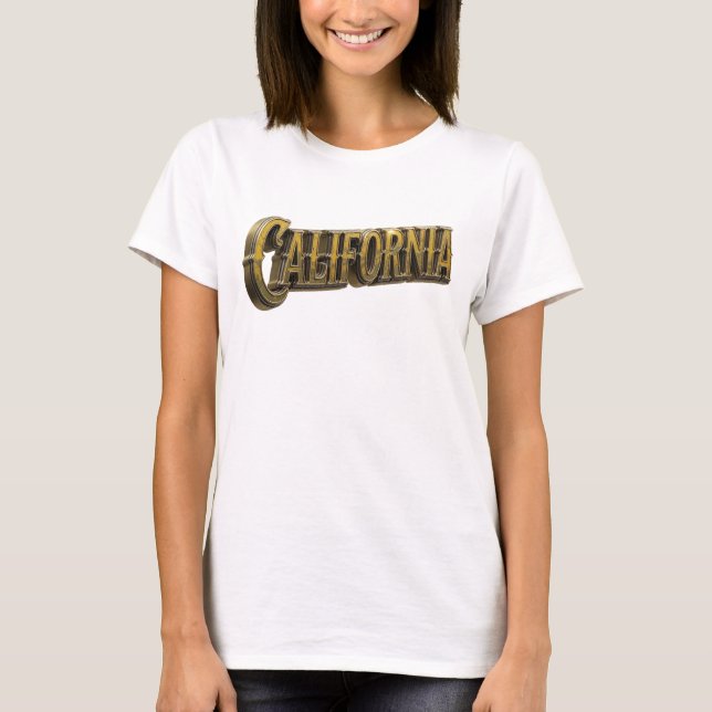Camiseta Design de texto CALIFÓRNIA laranja ousado (Frente)