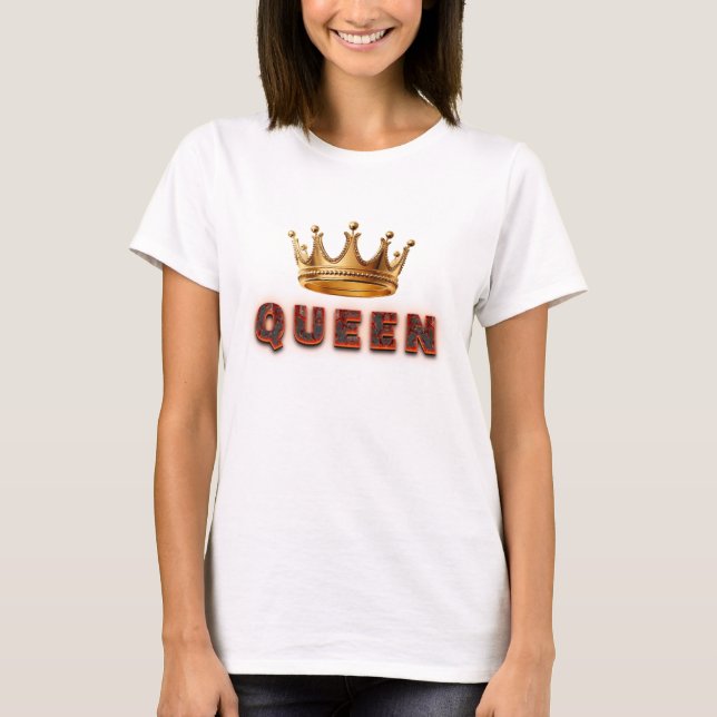 Camiseta Design de texto da rainha com textura ígnea (Frente)