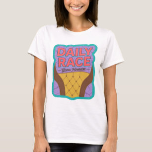 Camiseta Design de texto DAILY RACE Rosa Engraçado