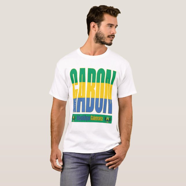 Camiseta Design de texto de Sinalizador Gabão (Frente Completa)