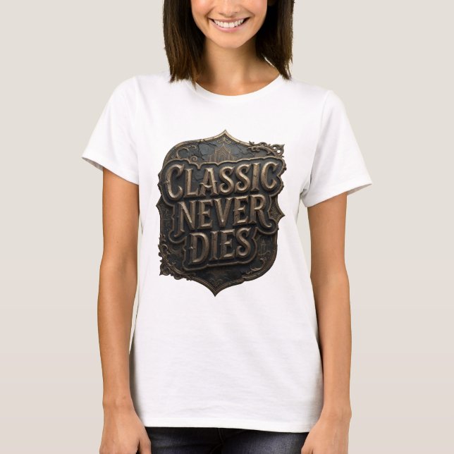 Camiseta Design de texto Dynamic Gold CLASSIC NEVER DIES (Frente)