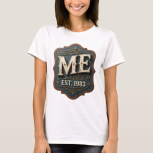 Camiseta Design de texto elegante em ouro ME EST 1983