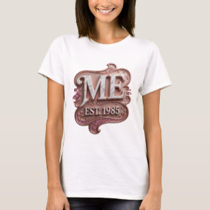 Camiseta Design de texto elegante em ouro ME EST 1985