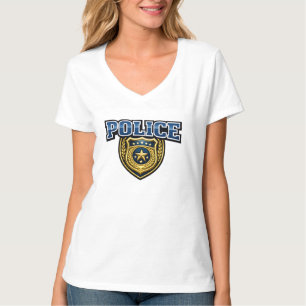Camiseta Design de texto em negrito de crachá de polícia