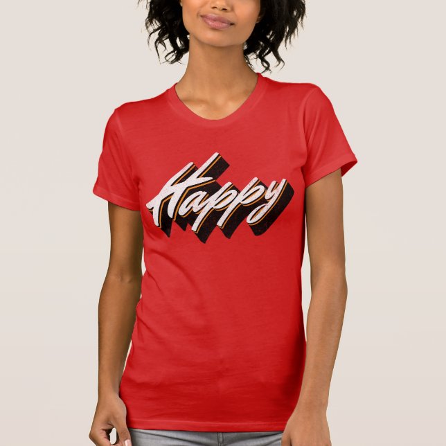 Camiseta Design de texto Feliz (Frente)