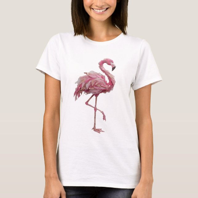 Camiseta Design de texto FLAMINGO em prata Chic (Frente)