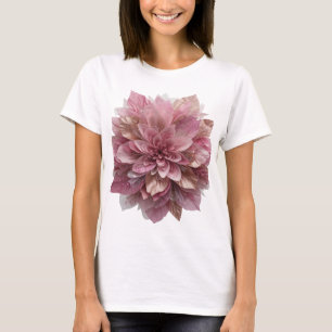 Camiseta Design de texto Flor Rosa Prata Atraente