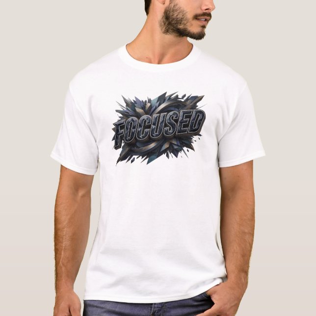 Camiseta Design de texto FOCADO em azul marinho icônico (Frente)