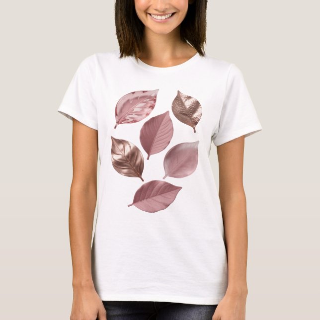 Camiseta Design de texto folhagem prateada limpa (Frente)
