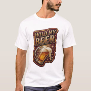 Camiseta Design de texto HOLD MY BEER com estilo