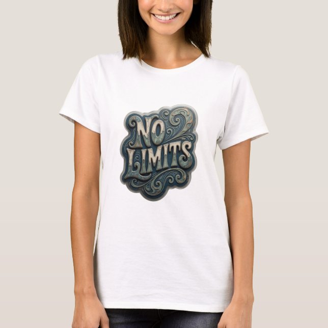 Camiseta Design de texto icônico 'SEM LIMITES' prateado (Frente)