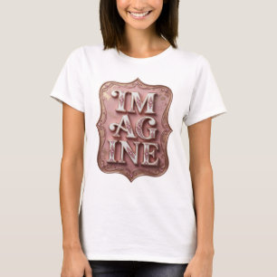 Camiseta Design de texto IM AG INE Rosa Engraçado