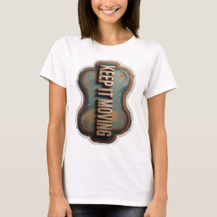 Camiseta Design de texto KEEP IT MOVING em Ouro Esbelto
