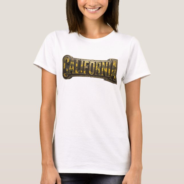Camiseta Design de texto Laranja Limpo CALIFÓRNIA (Frente)