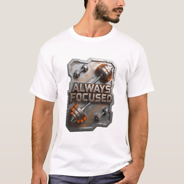 Camiseta Design de texto Limpo Prata SEMPRE FOCADO (Frente)