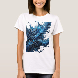 Camiseta Design de texto MENTE ÁGUA AZUL Prata Engraçado