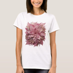 Camiseta Design de texto MODERNA FLOR ROSA Prata