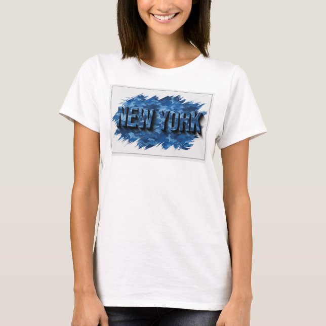 Camiseta Design de texto NEW YORK azul ousado (Frente)