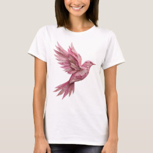 Camiseta Design de Texto PINK BIRD Prata Clássico